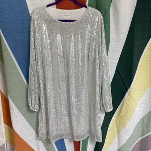 Silver Sequin Dress, Chic Soul, 1X, Lined, Gently Worn